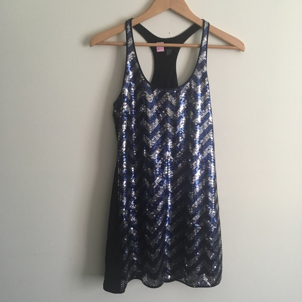 Jay Godfrey | Chevron Sequin Racerback Mini Dress